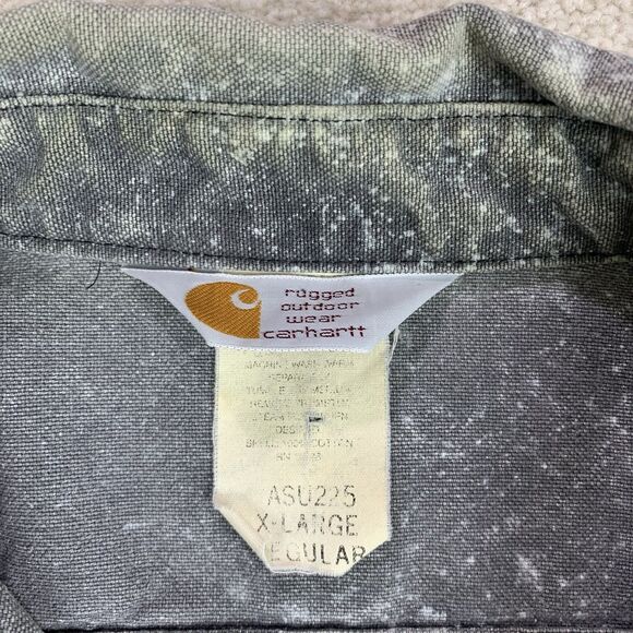 Vintage Carhartt Shirt Mens XL Gray Acid Wash Rugged Chore Button Up USA Made - Picture 16 of 16